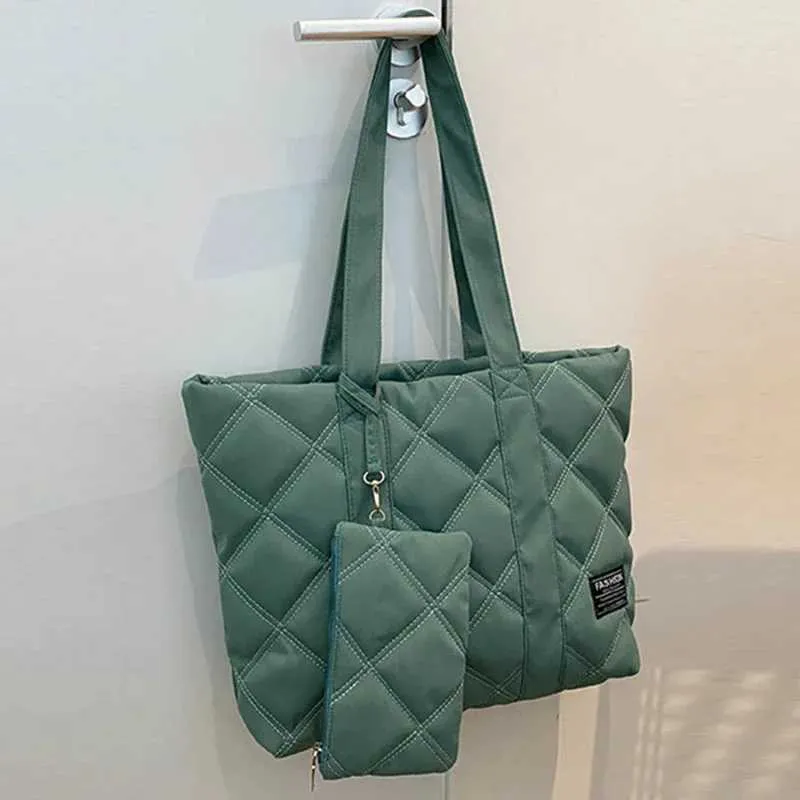 Borsa da donna autunno inverno moda spazio cotone tuta borsa a tracolla grande capacità tinta unita tutto-fiammifero shopping_voghion.com