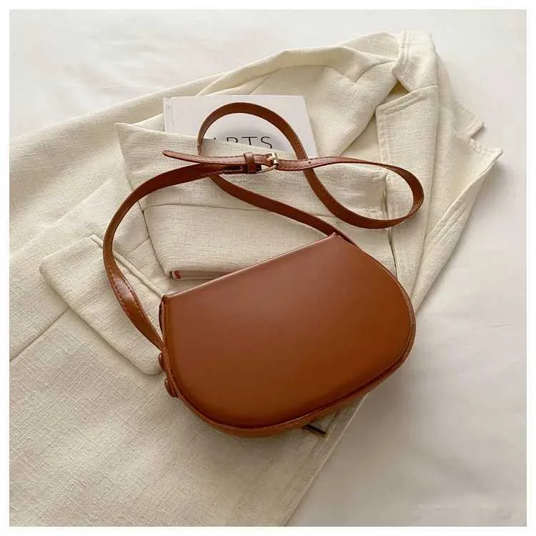 Saddle Bag Crossbody Bag For Women Solid Colour Pu Leather Clutch_voghion.com