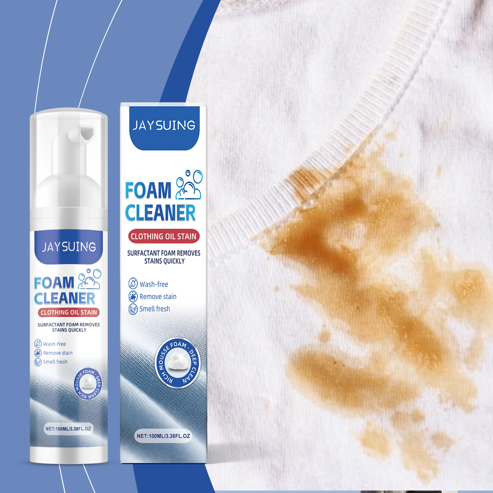Jaysuing Clothing Oil Stain Foam Cleaner To Remove Stubborn Stains Leave Fragrance Clean Clothing Stain Remover_voghion.com