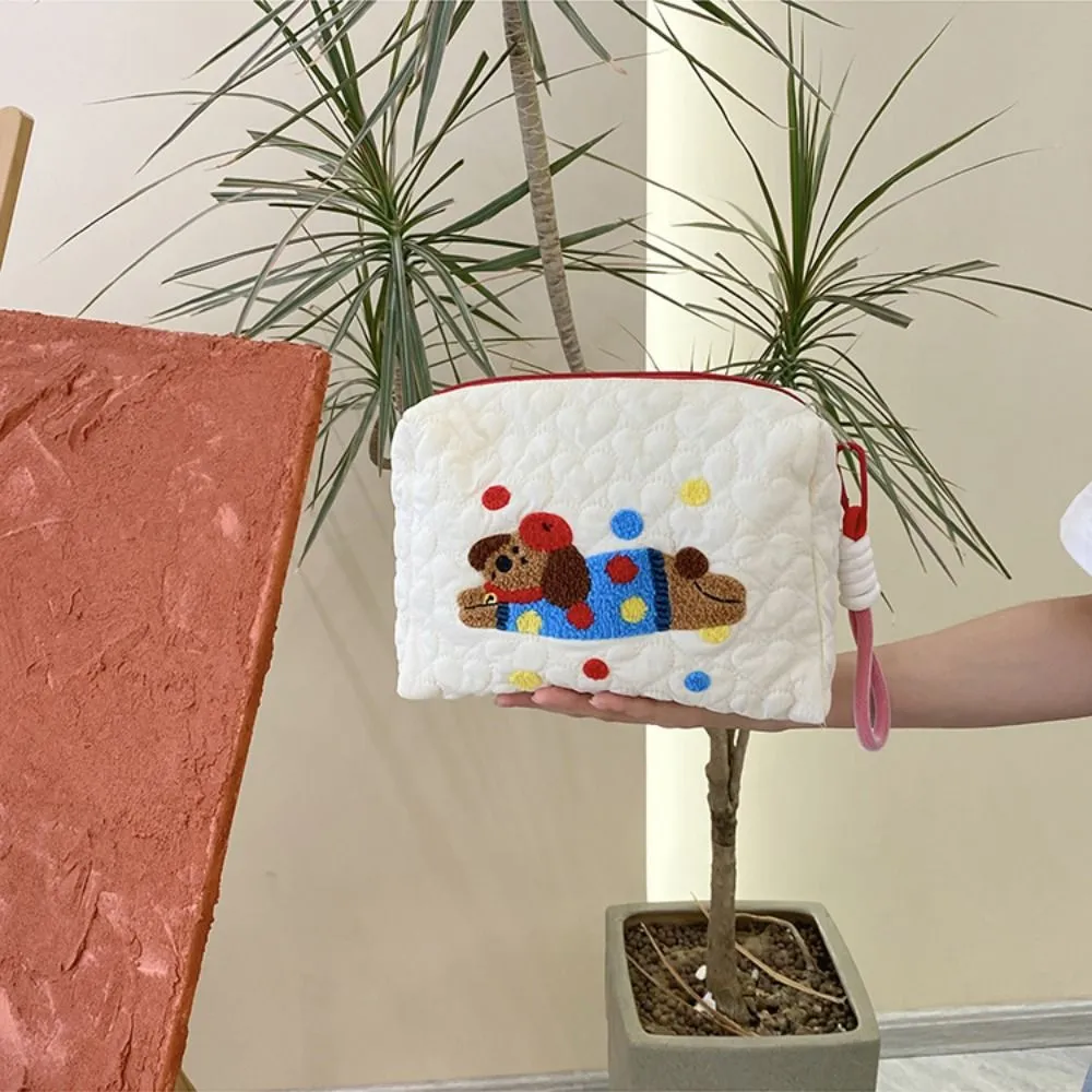 Cute Cartoon Print Makeup Cotton Large Capacity Storage Bag Cosmetic Organizer Pencil Case Toiletry Handbag_voghion.com