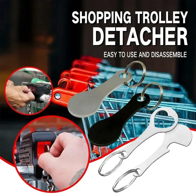 Stainless Steel Cart Tokens Trolley Token Key Ring Decorative Keychain Multipurpose Shopping Portable For Home Outdoor_voghion.com