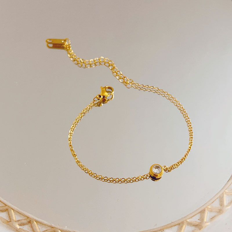 Single Zircon Circle Bead Bracelets For Women Stainless Steel Bracelet Summer Jewelry Couple Friends Accessories Gift_voghion.com