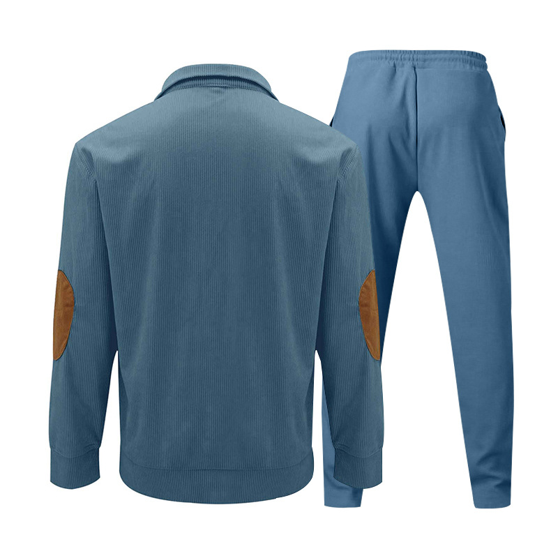 Herrars corduroy sweatshirt och byxor set med ståkrage_voghion.com