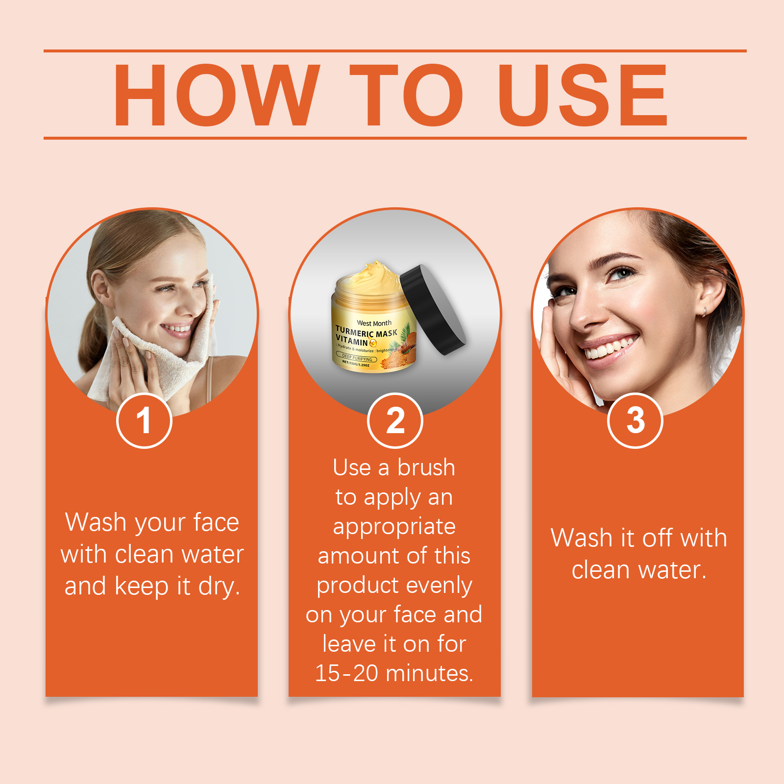 West&Month Vitamin C Turmeric Mud Mask Facial Cleansing, Hydrating, Moisturizing And Firming Skin Smear Vitamin C Mud Mask_voghion.com