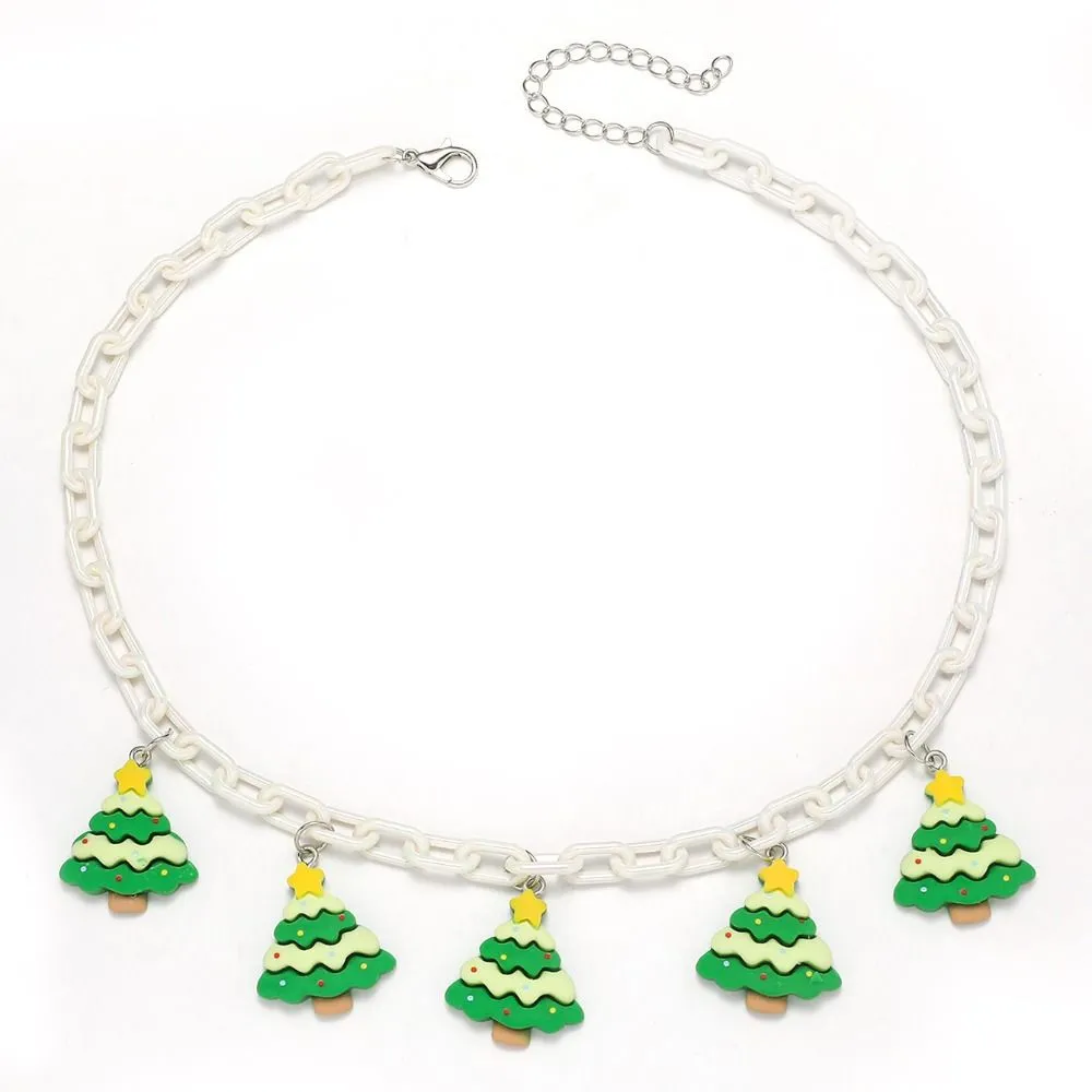 Ketten Santa Weihnachten Acryl Halskette Glocke Box Weihnachten Schlüsselbein Kette Lebkuchenmann Schmuck Zubehör Cartoon Anhänger_voghion.com