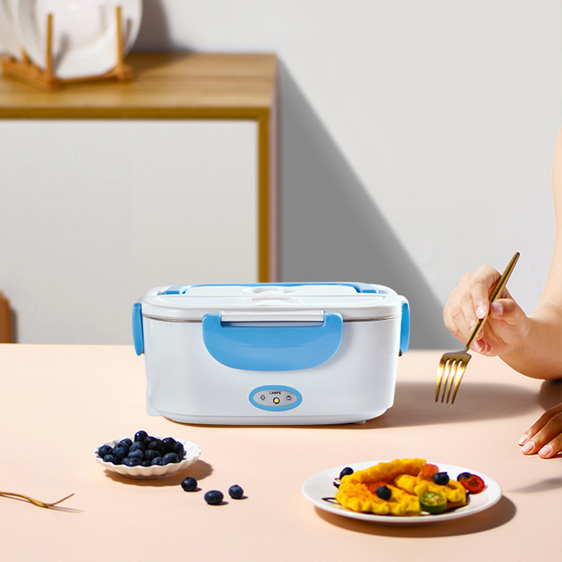 Lunch Box elettrico riscaldante a 2 strati Contenitore per alimenti Bento Box portatile con cucchiaio MINI Cuociriso 12V 40W per casa e ufficio_voghion.com
