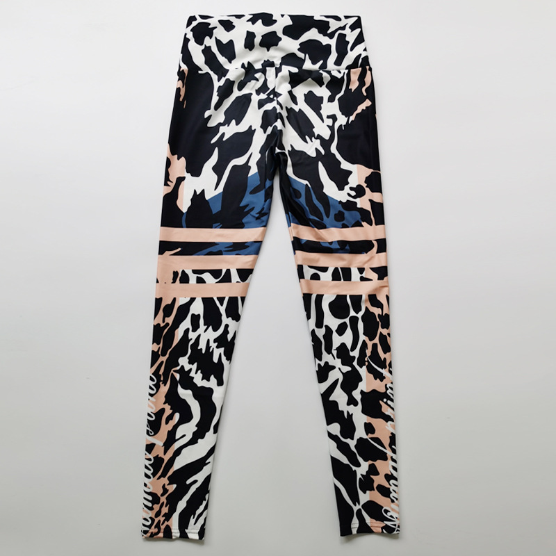 Yogakleeder nei elastesch enk héichtailleg Hüftlifting Sport Fitnesshosen fir Fraen Leopardendruck Yogahosen_voghion.com