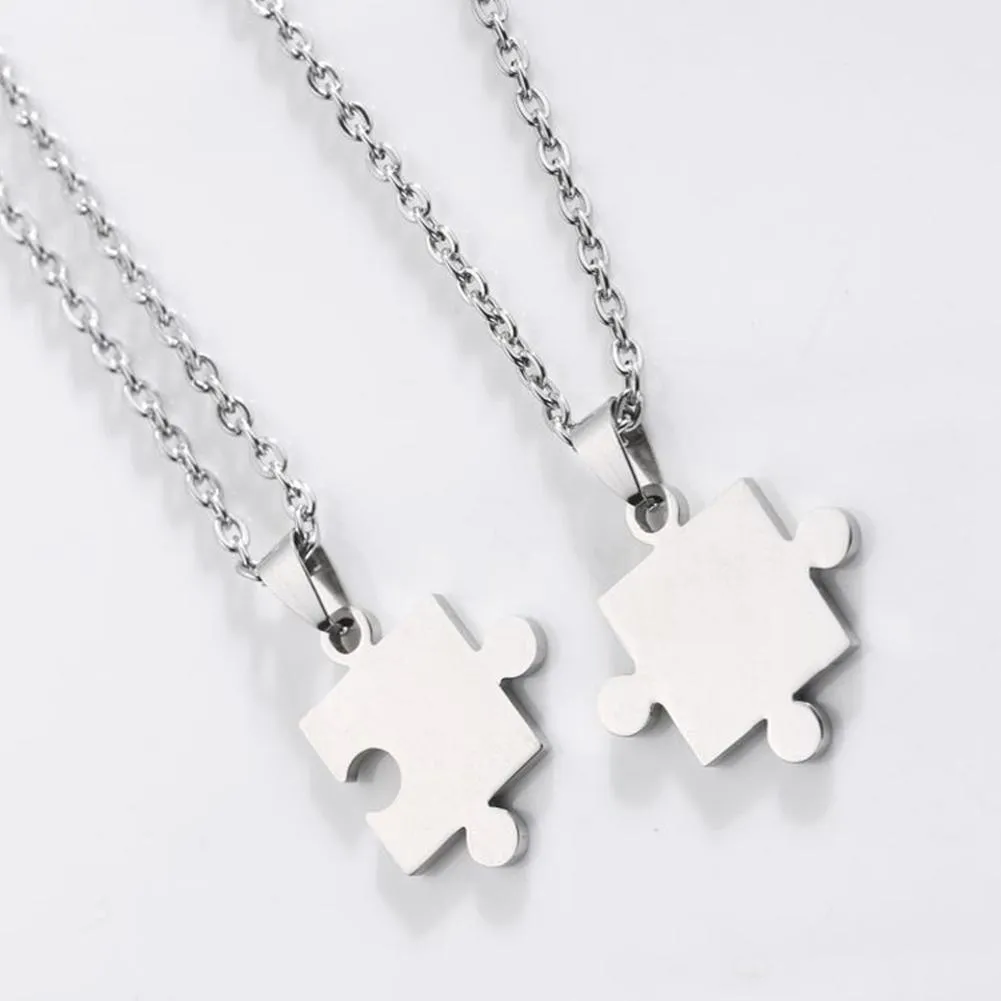 Couple Puzzle Pendant Necklaces Steel Chains For Couples Jewelry_voghion.com