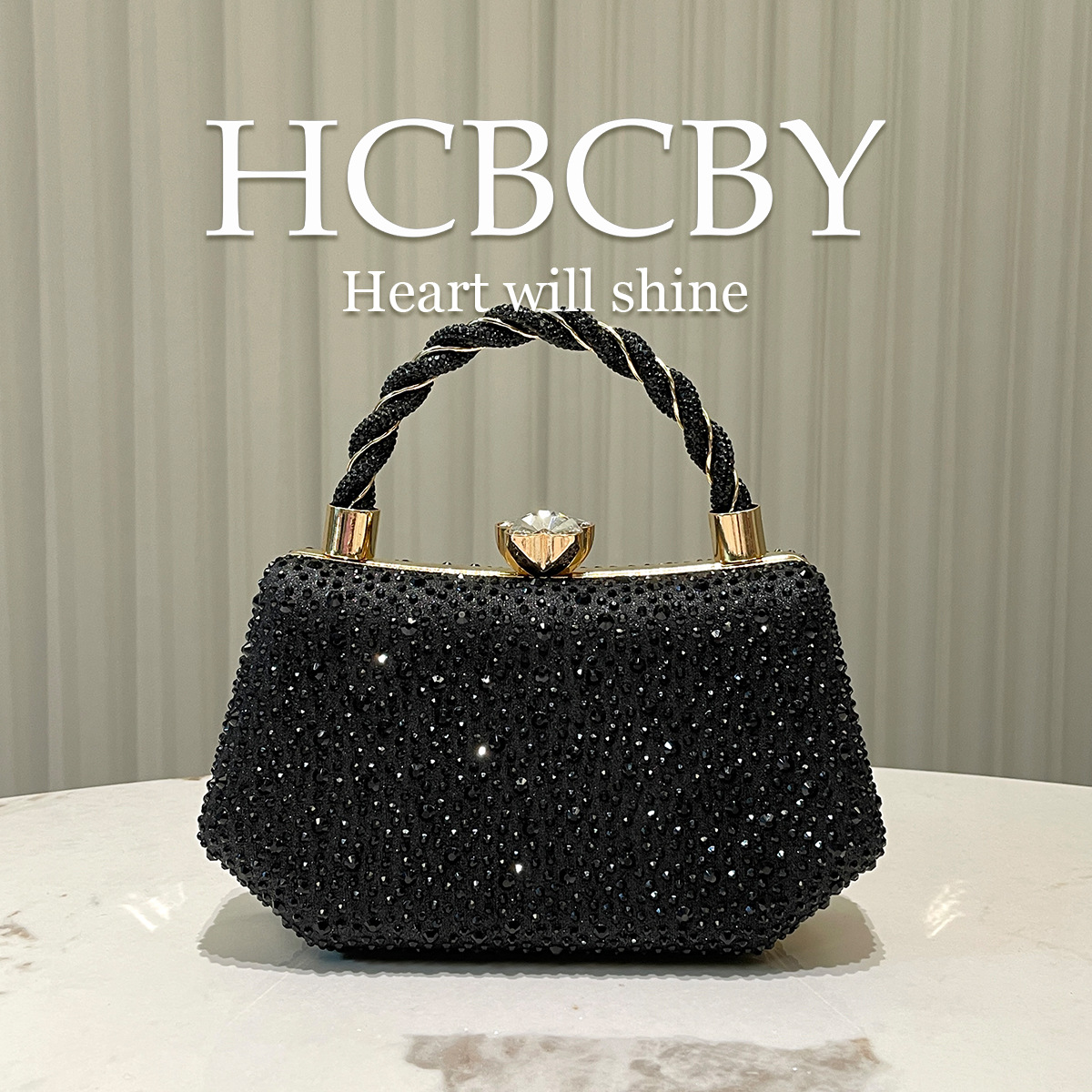Black Shiny Double Sided Hot Diamond Rhinestone Clutch Bag Women’s Fashionable And Elegant Evening Bag Handbag