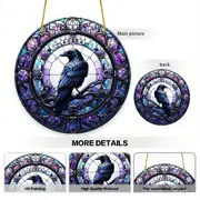 Raven In Tophat Suncatcher - 8" Whimsical Acrylic Art. Gothic Farmhouse Decor For Porch Or As A Quirky Gift._voghion.com