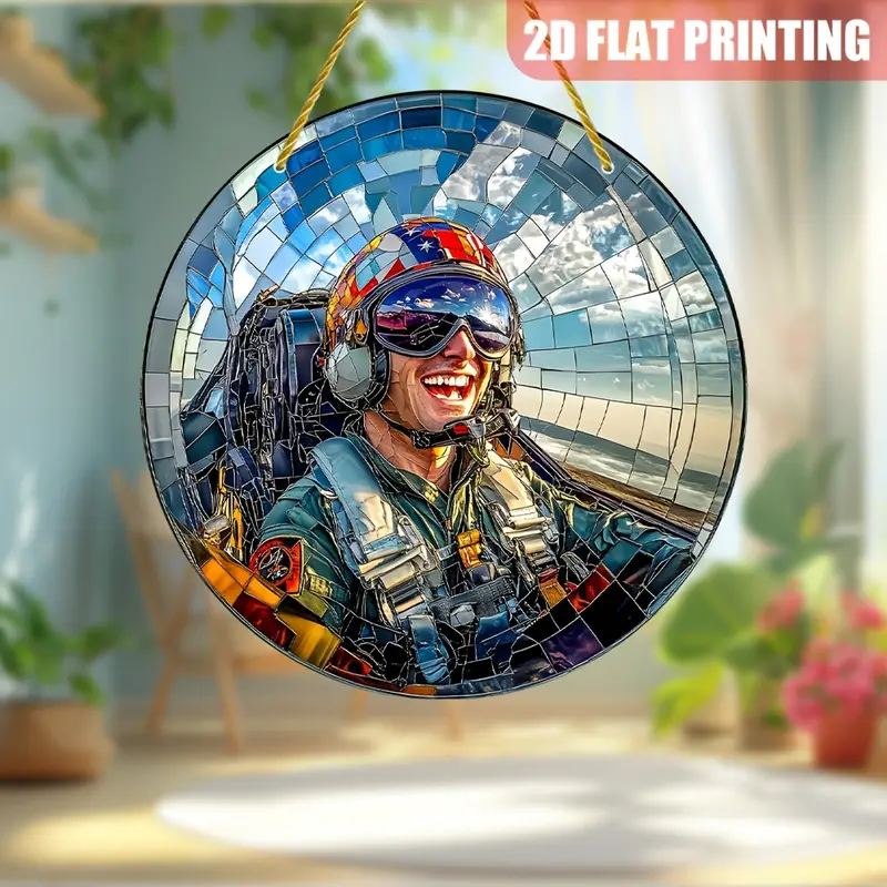 8x8in Pilot Suncatcher - Colorful Acrylic Aviation Decor For Windows & Walls - Perfect Gift For Pilots & Home/Office_voghion.com