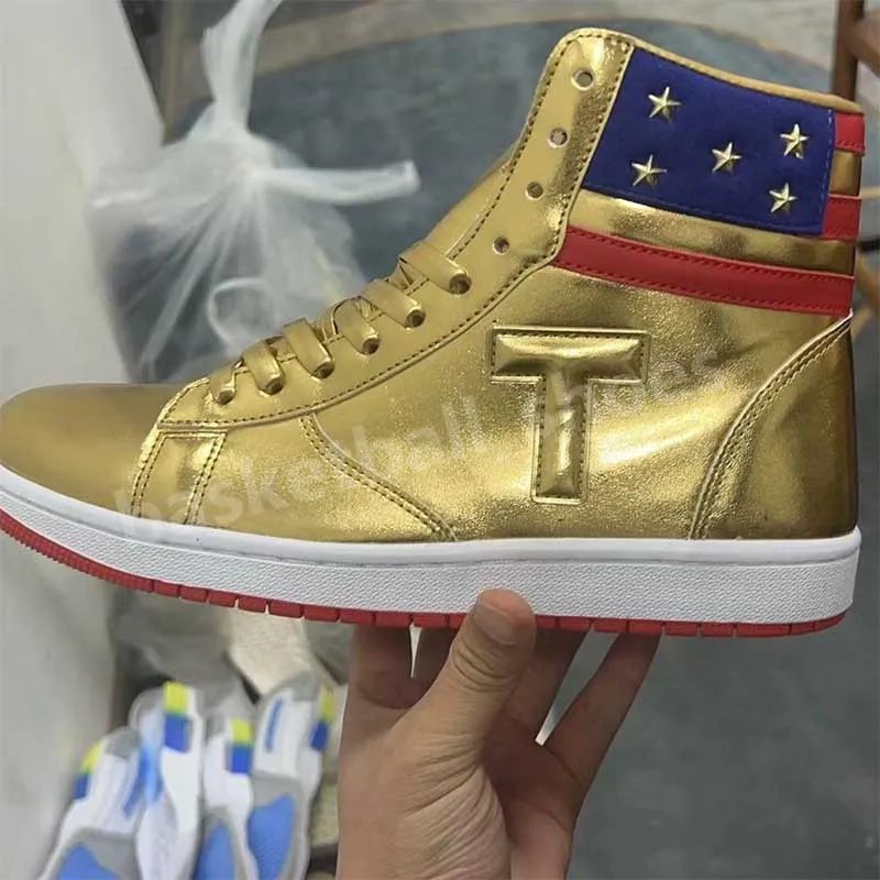 Pantofi sport casual T trump baschet The Never Surrender High-Tops Designer 1 TS Running Gold Personalizați pentru bărbați Pantofi sport confortabili_voghion.com
