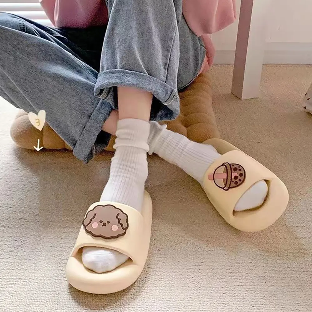 Feeg Cool on Shit Stepping Terlikler Kadın Yaz İç Mekan Ev Kullanımı Çiftler Kaymaz Sessiz Kalın Taban Banyo Duş_voghion.com