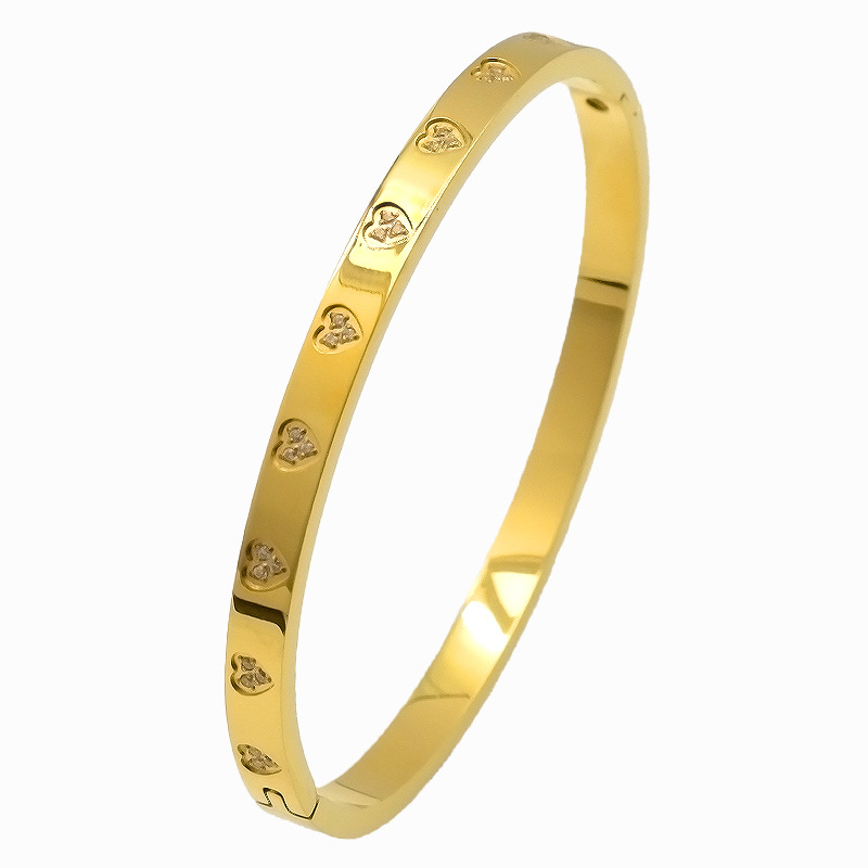 Women's Jewelry Diamond Studded Heart Shaped Stainless Steel Bracelet Niche Design Versatile Bracelet Jewelry