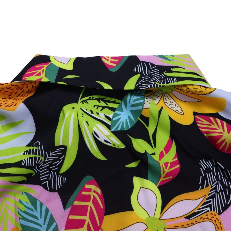 Women's Fashion Print Two-piece Lapel Tie Shirt Wide Leg Pants Suit_voghion.com
