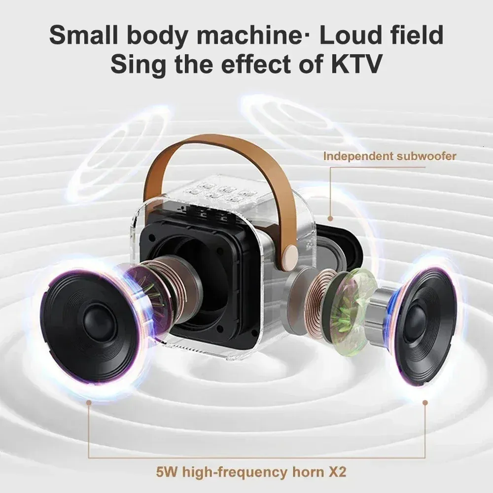 K12 Karaoke Hine With 1-2 Wireless Microphones Portable 5.3 PA Bluetooth Speaker System RGB Lights Audio Home KTV Gifts_voghion.com