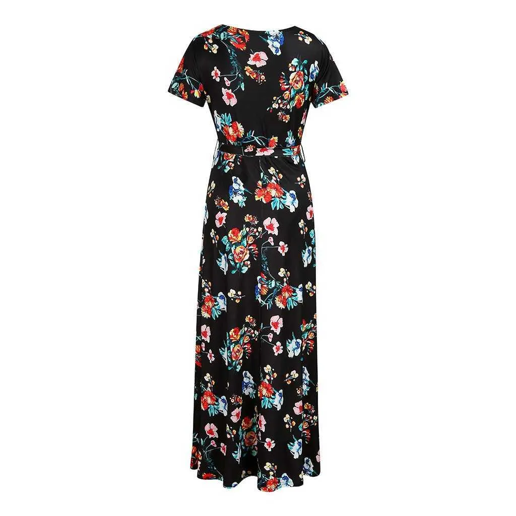 Women's Long Dress Prom Clothes Floral Printed V Neck Summer Pregnancy Dresses For Pregnant Women Maternity Clothing_voghion.com
