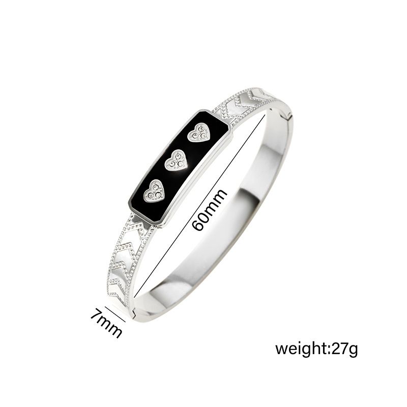 Goccia d'amore in titanio con olio intarsiato con dia, versatile bracciale in acciaio inossidabile, accessorio anti-scolorimento_voghion.com