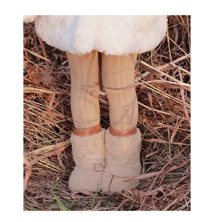 Småbarn Snökomposit Varm Lammull Happysteps Baby Flickor Pojkar Mode Barn Vinterskor Stövlar Storlek US6C-US1Y_voghion.com