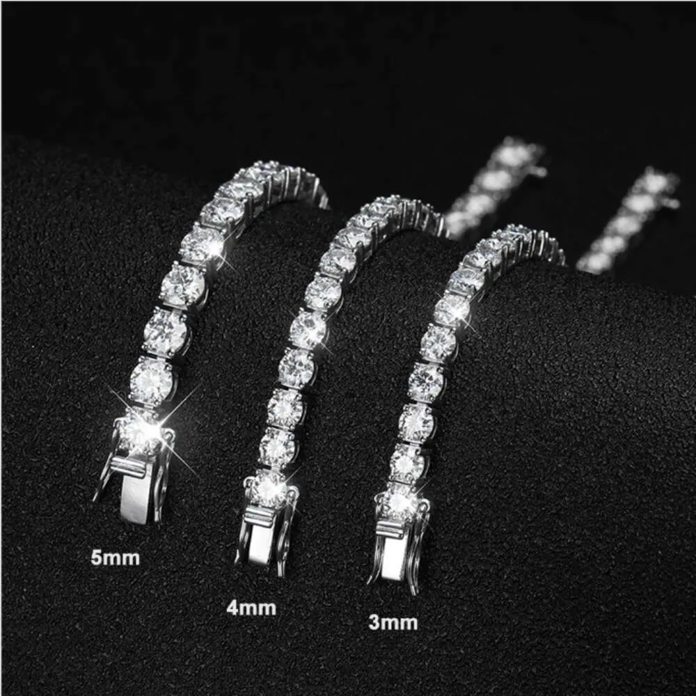 Großhandel Weißgold 3 4 5 mm Iced Gra VVS Diamant Sterling Silber Männer Frauen edlen Schmuck Armband Moissanite Tenniskette_voghion.com