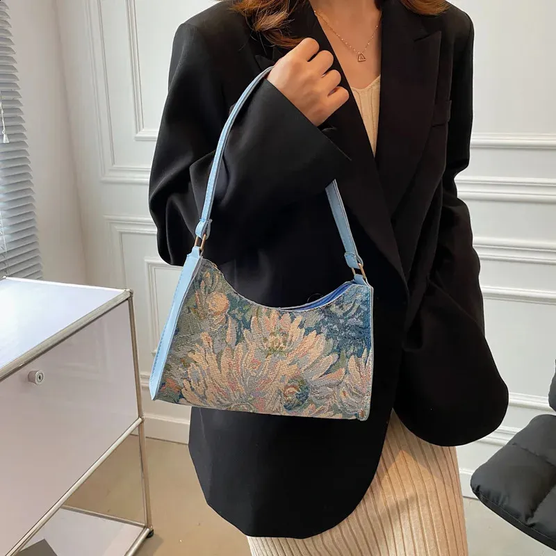 Moda Vintage Donna Olio Dipinto Spalla Signore Semplice wer Femminile Ascella Hobos Borse Piccola Frizione Borsa Tote 241120_voghion.com