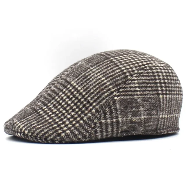Mode Mode Herre Tyk Varm Kasket Bers Britisk Vestlig Stil Klassisk Ternet Gentleman Taxachauffør Avisboy Hat Afslappet Herre_voghion.com