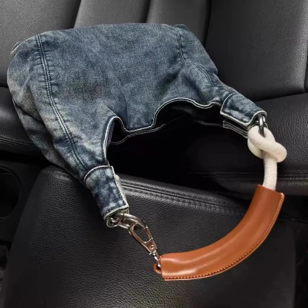 Borsa a tracolla retrò in denim per donna con manico in pelle sottobraccio, borsa da viaggio per il tempo libero di alta qualità, borsa hobo piccante alla moda 240823_voghion.com