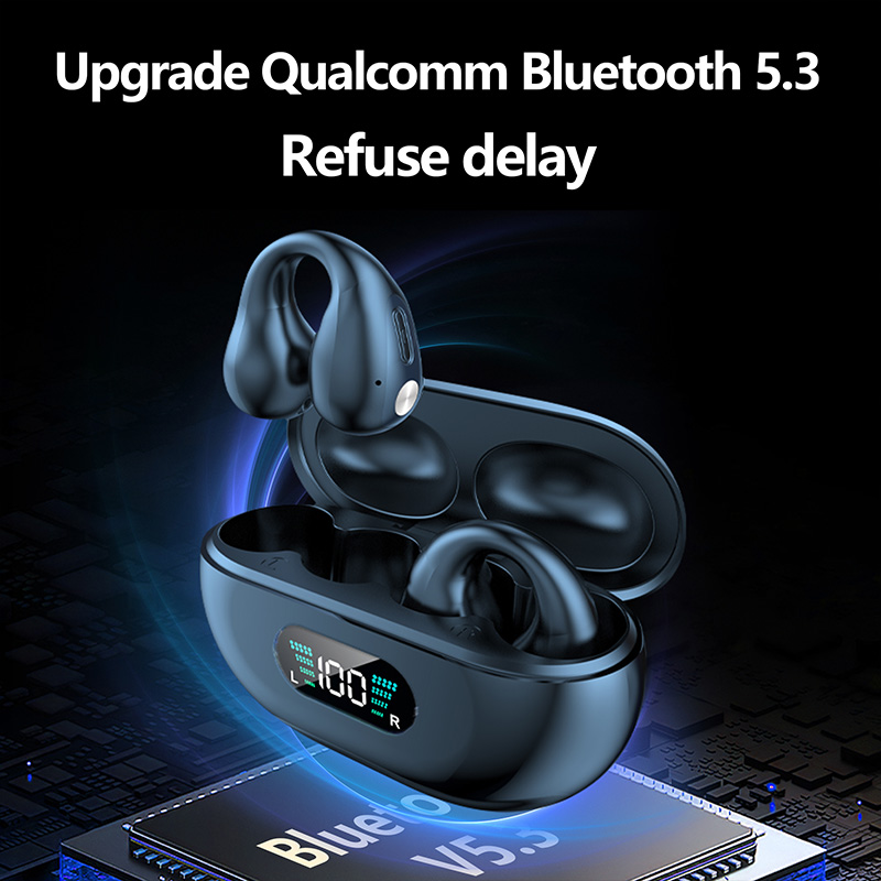 Q80 TWS Cuffie Bluetooth wireless Auricolari a conduzione ossea Clip per orecchie Orecchino per sport Gaming Cuffie wireless Gancio per l'orecchio_voghion.com
