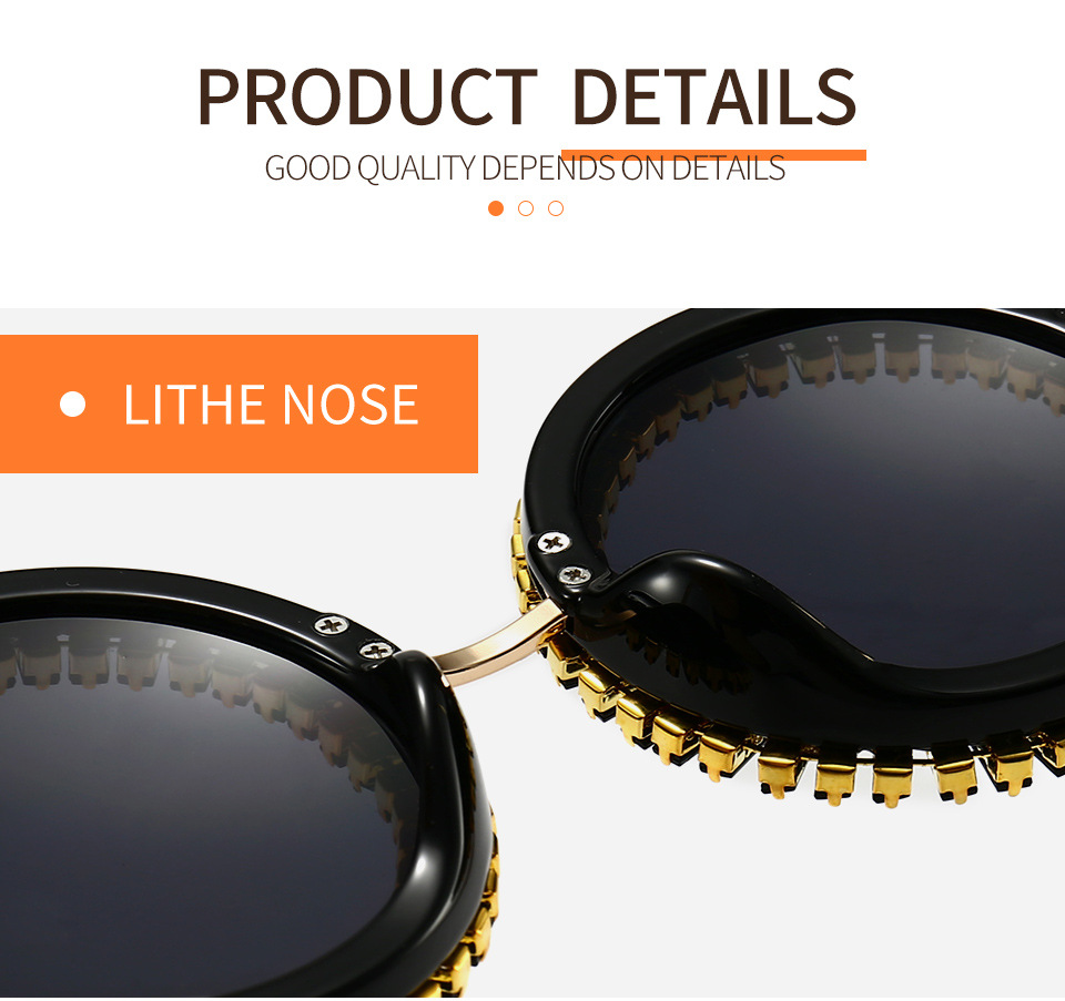 Brand Designer Round Diamond Sunglasses Women Fashion Vintage Party Travel Steampunk Sun Glasses Sexy Ladies Shades_voghion.com