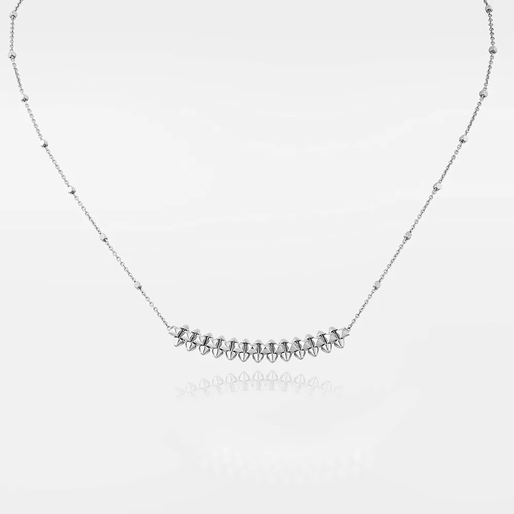 High Edition Classic Design Cubic Zirconia Rivet Clash Love Necklace Pendant Women Girls 316L Titanium Steel Wedding_ipsvogv.com