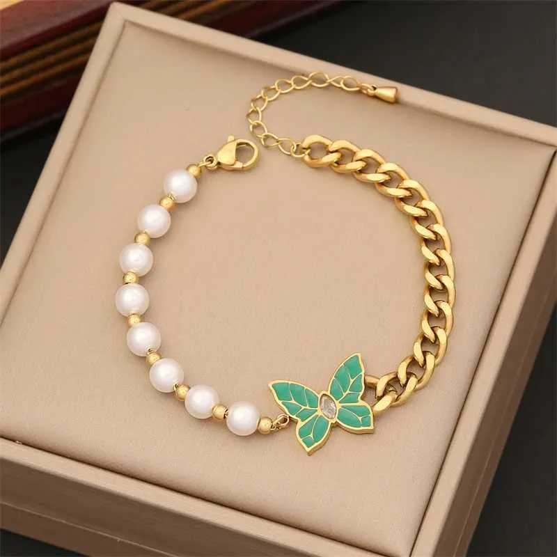 Set gioielli farfalla perla acciaio inossidabile zircone_voghion.com