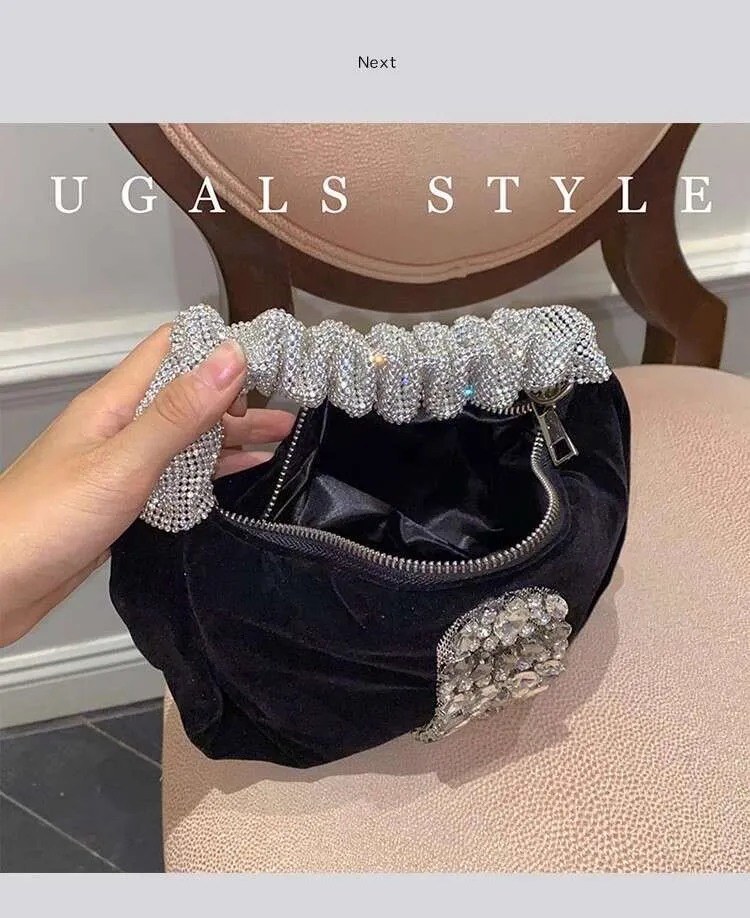 Borsa a mano da donna con glitter scintillanti Rhies Dia, da sera, alla moda, da sposa, da festa, pochette, borsa a tracolla_voghion.com