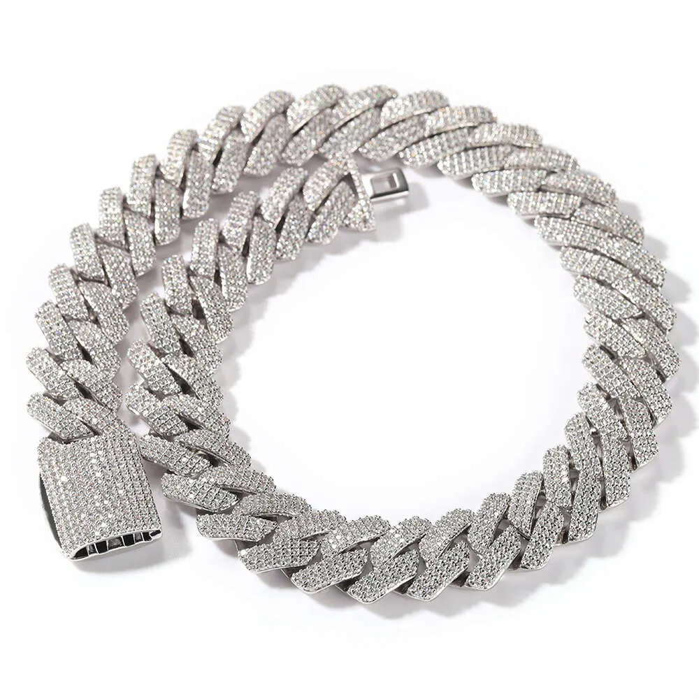Nova hip-hop 20 mm široka GRA Moissanite diamantna zlata sterling Sier kubanska verižica za moške hip hop ogrlica_voghion.com