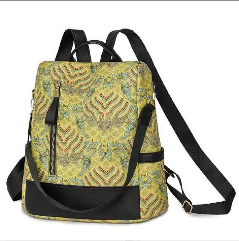 Neue Damenmode bedruckte große Kapazität Doppel-Schultertaschen Totes Diebstahlsichere Reiserucksäcke Lässige Umhängetasche_voghion.com
