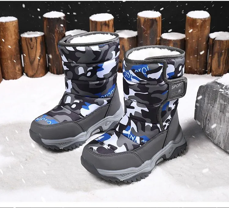 Winter Kids Plush Waterproof Fabric Non-Slip Girls Boys Rubber Sole Toddler Snow Fashion Warm Cutefeet Children Outdoor_voghion.com
