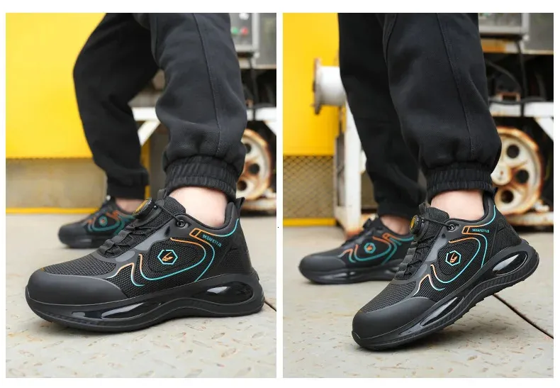 Chaussures de sécurité imperméables pour hommes, bout en acier, protection à coussin d'air et bouton rotatif, pointure 47/48, 250402_voghion.com