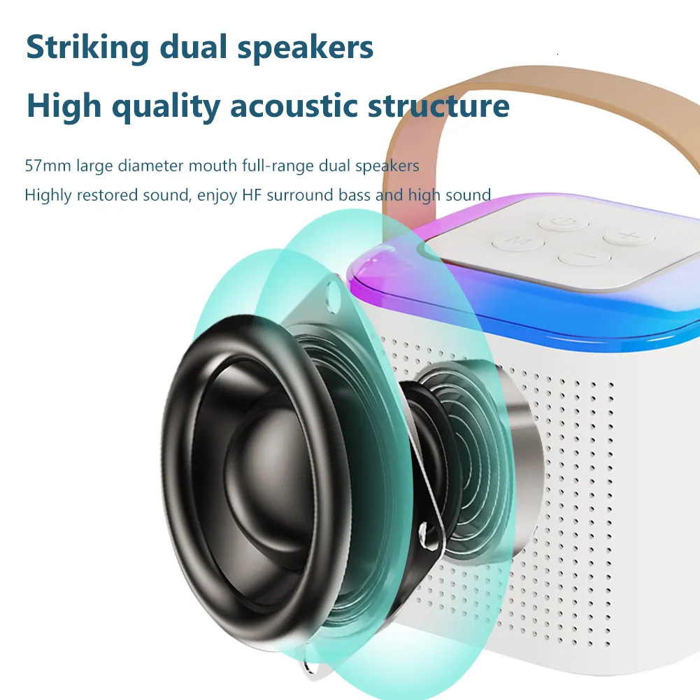 Microphones Y1 Mini Microphone Family Hine Bluetooth-Compatible 5.3 Stereo Sound Singing Karaoke Speaker Support 3.5mm_voghion.com