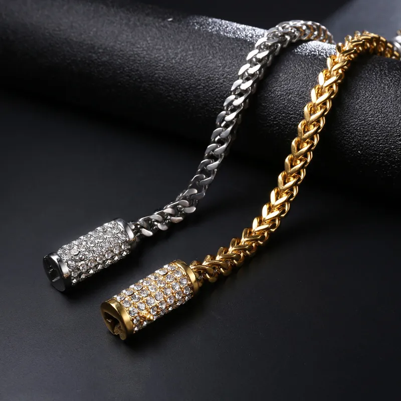 Cuban Link Chain Necklace For Men Diamond Stainless Steel Chain_voghion.com