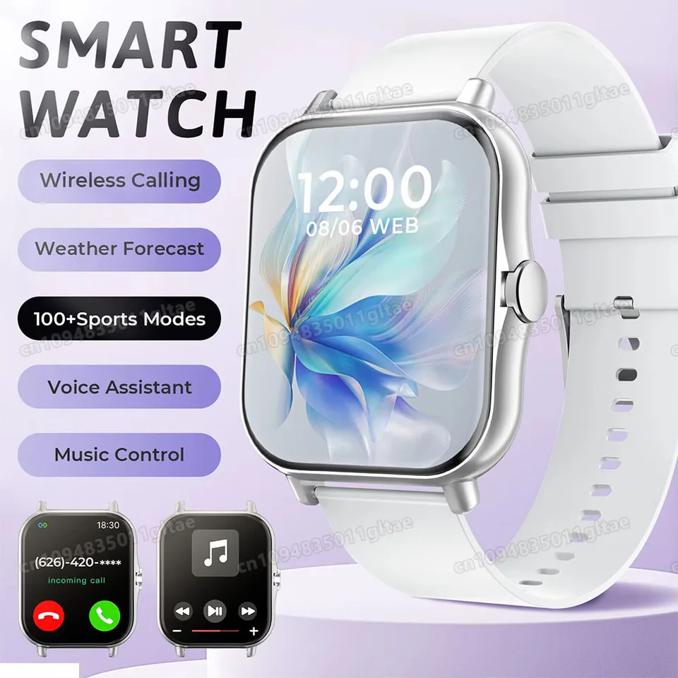Nouvelle montre connectée avec Bluetooth, appels, suivi de la santé et du sommeil, écran HD 1,8 pouce, étanche, bracelet sport tendance pour femmes et hommes._voghion.com