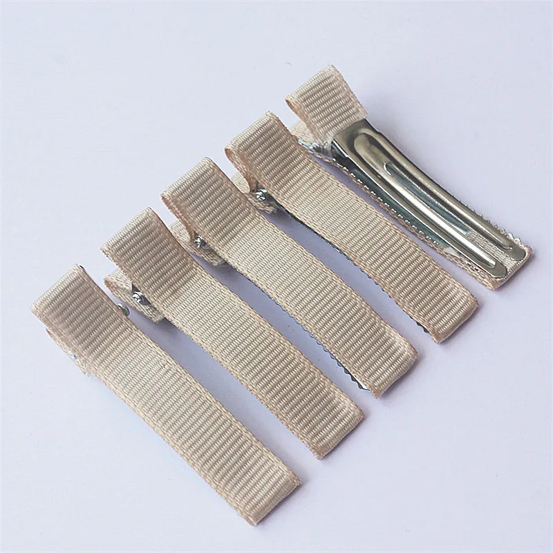 300pcs 5cm Grosgrain Ribbon Lined Alligator Hairpins for Princess Girls Ponytail Clips Children Metal Hair Barrettes_voghion.com