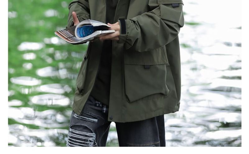 Funktionale zweiteilige Arbeit für Herren Frühling Herbst Outdoor Bergsteigen und Laden Windjacke lose lässig_voghion.com