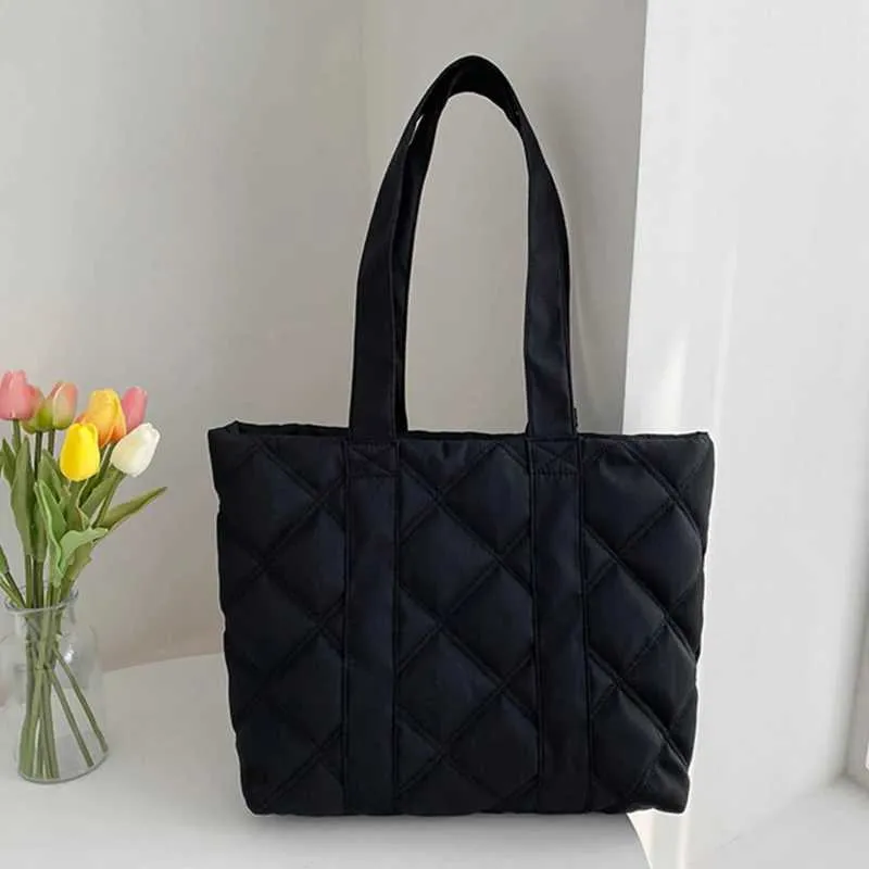 Sac à main pour femme automne/hiver mode losange espace coton costume sac à bandoulière grande capacité couleur unie tout-assorti_voghion.com