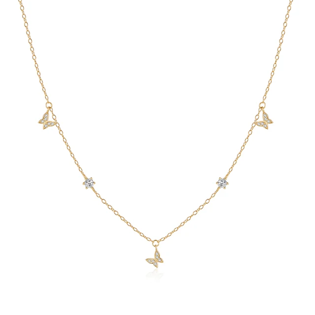 Collana girocollo con goccia di cristallo a farfalla ROXI pronta all'uso per donna, personalità, catena in argento sterling, gioielli da sposa, regalo_voghion.com