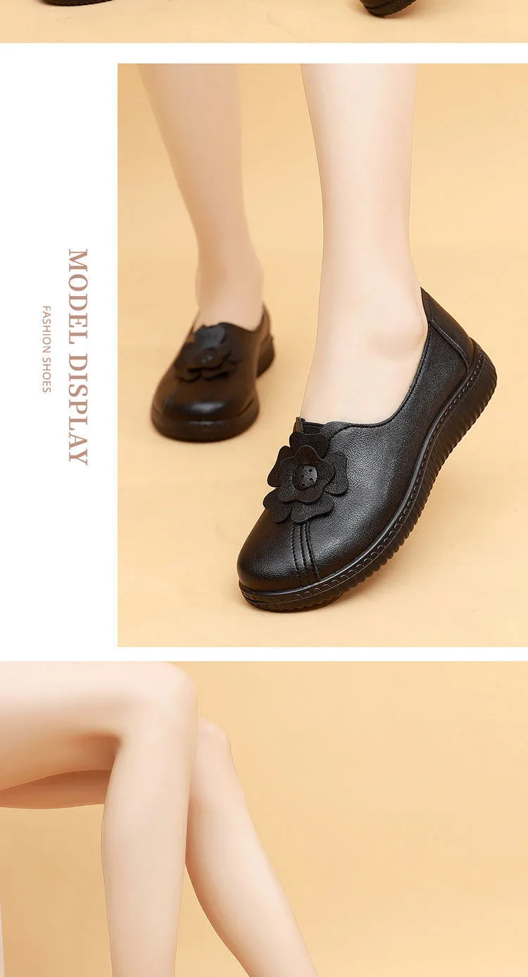2022 Retro Loafers Frauen Wohnungen Slip auf Frau Frühling Herbst Flach Weiche Mama Casual Schuhe Schwarz_voghion.com