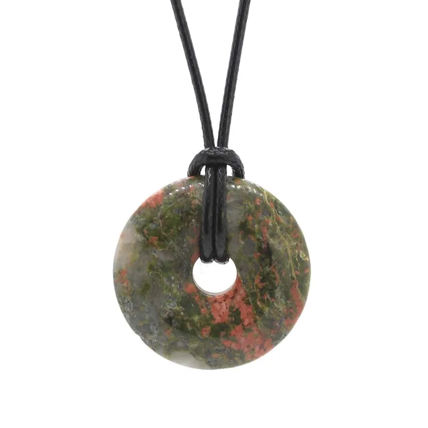 Colliers pendentifs KFT 30 mm Cercle Donut Naturel Guérison Cristal Quartz Collier Lapis Lazuli Opale Pierre Amulette Porte-Bonheur_voghion.com