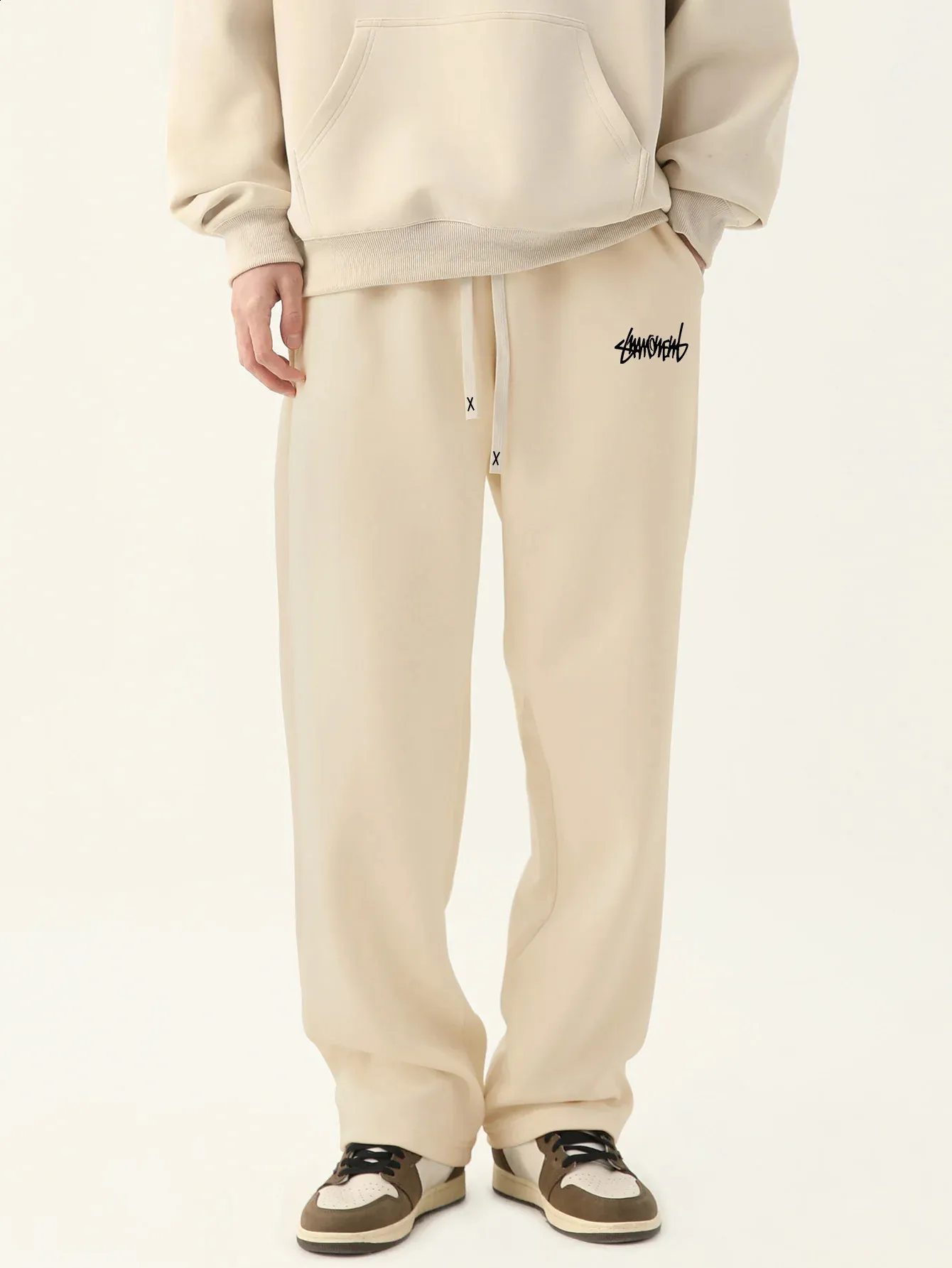 Pantaloni da jogging alla moda, traspiranti, neutri, da uomo, larghi e da esterno, 240822_voghion.com