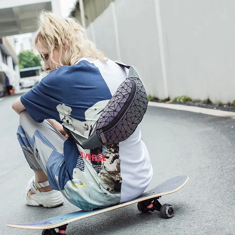 Módní svítící tašky Dámské ledvinky Kožená kabelka na hrudník Geometrická taška Ledvinky Peněženka 240815_voghion.com