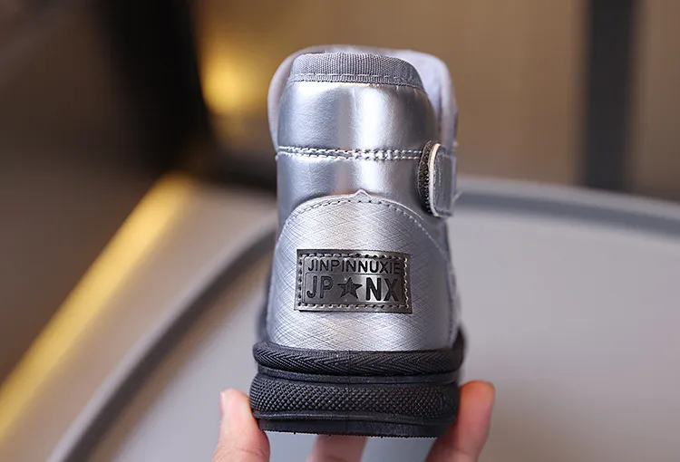 Winter Kids Youth Cotton Shoes Fashion Happysteps Boys Girls Ankle Boots Soft Bottom Warm Student Boot Sier Black Pink_desvips.com