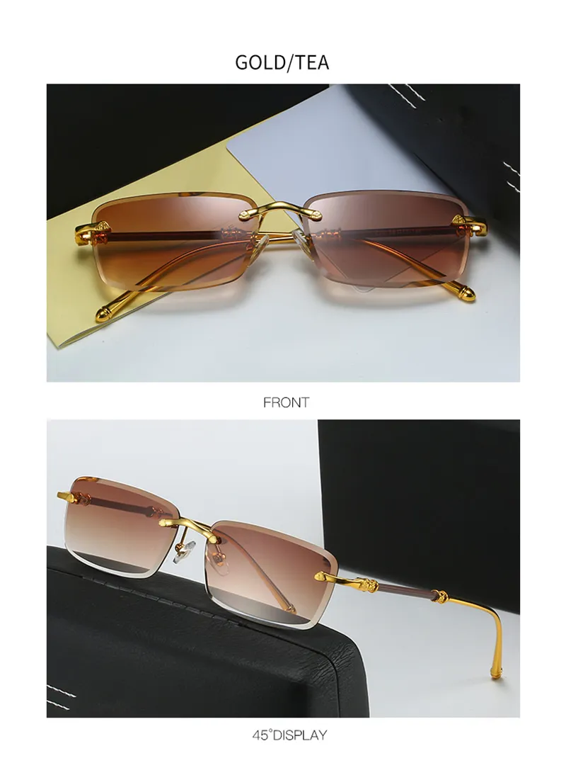 Lunettes de soleil pour hommes, nouvelle monture sans monture, coupe diamant, mode ins net rouge, les mêmes lunettes de soleil peuvent être assorties à la myopie en gros_voghion.com