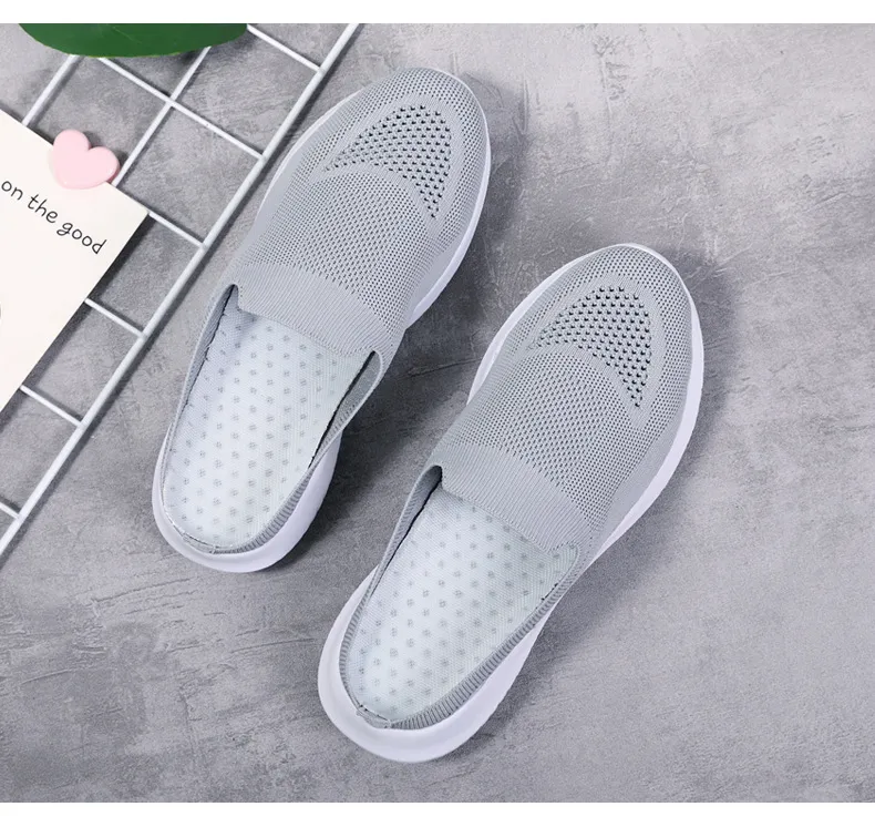 2022 NEW Mesh Slip-On Shoes Sneakers Women Summer Casual Slippers Lightweight Big Size Breathable_voghion.com